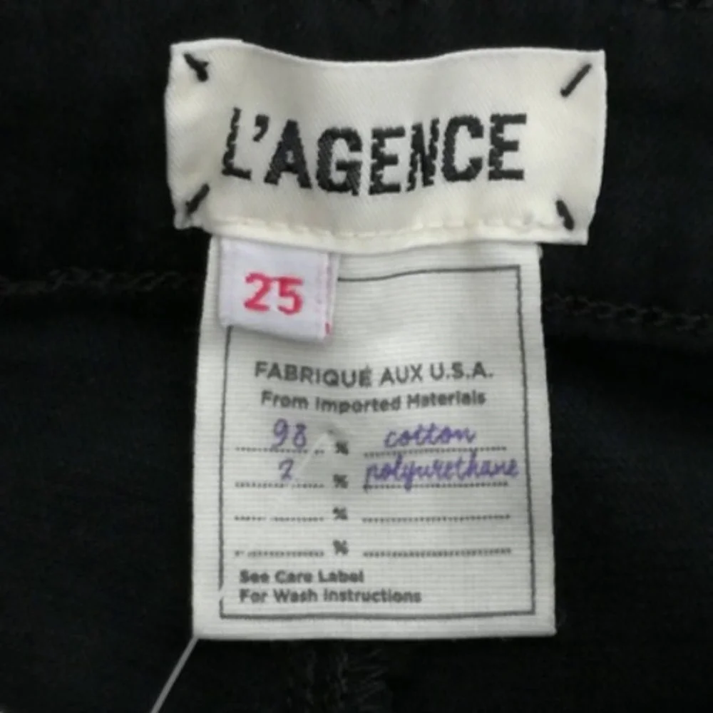 Lagence Womens Jeans Straight Leg Black‎ Stretch Embroidered Ankle Mid Rise 25